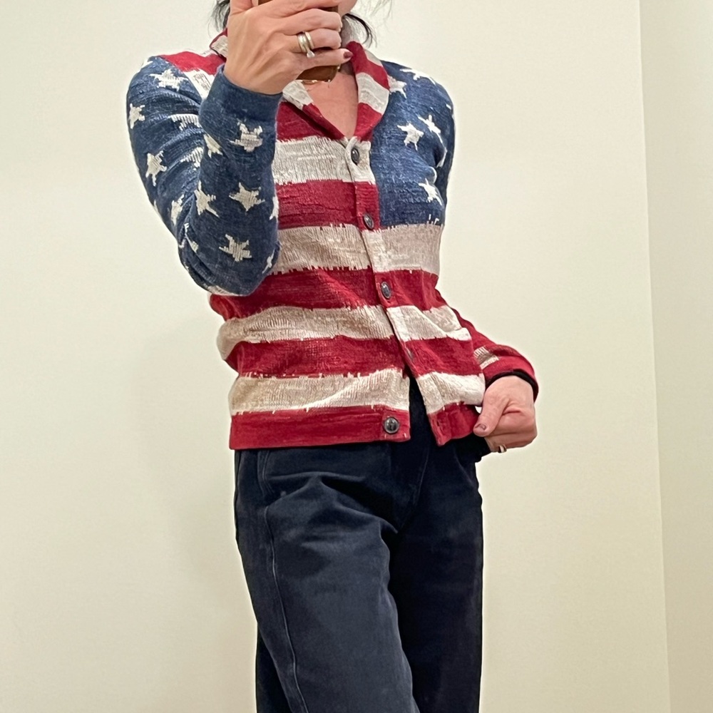 Denim & Supply by Ralph Lauren American flag print cardi sweater size Pe… - Picture 2 of 13